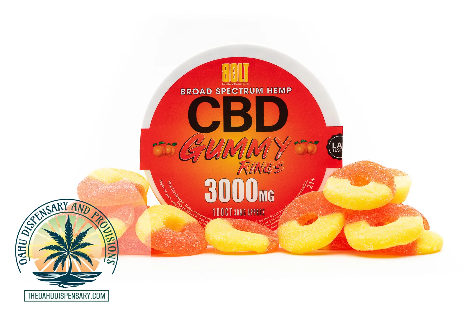Bolt Peach Ring CBD Gummies – 3000 MG